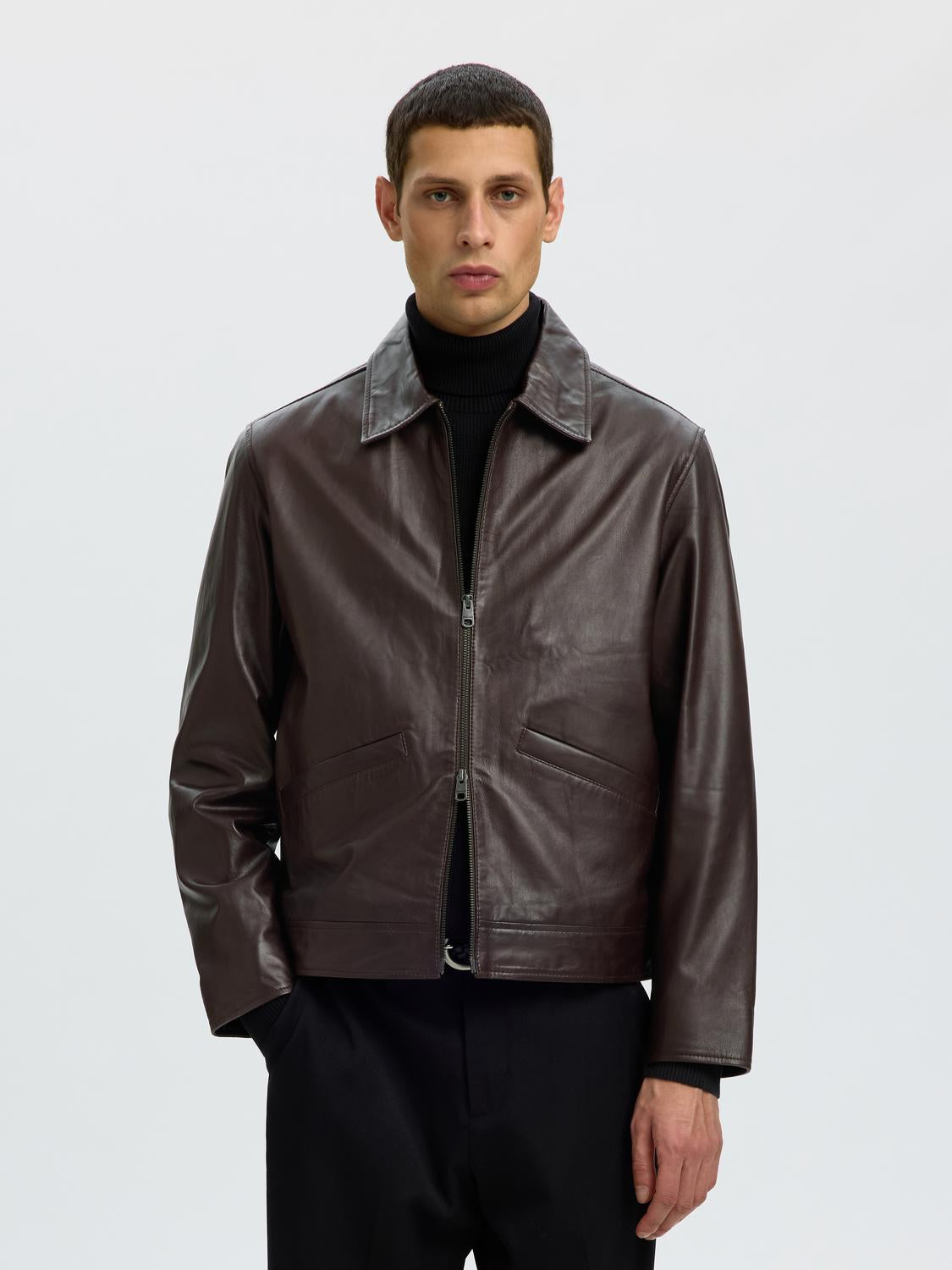 Dark Brown 100% Leather Jacket