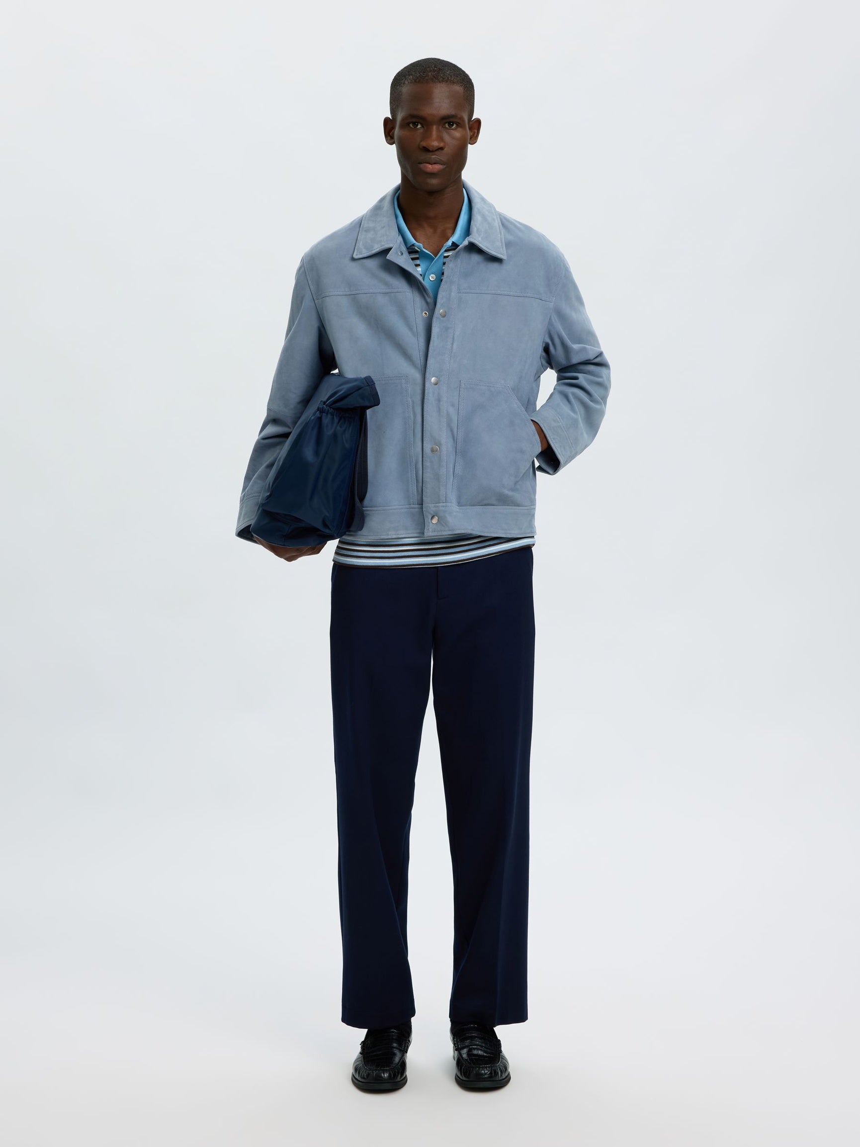 Blue 100% Suede Jacket