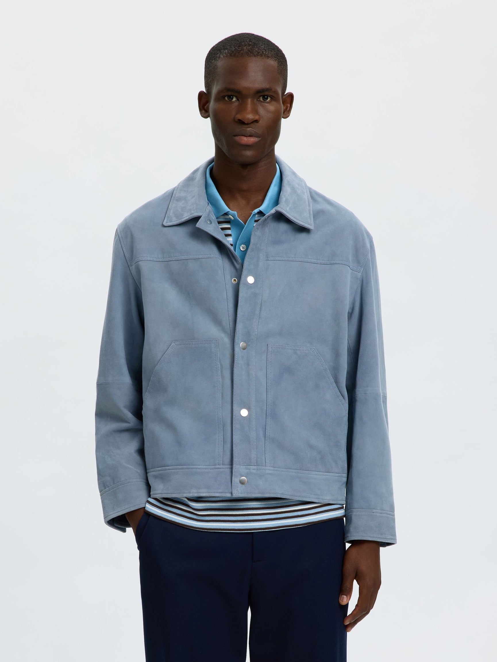 Blue 100% Suede Jacket