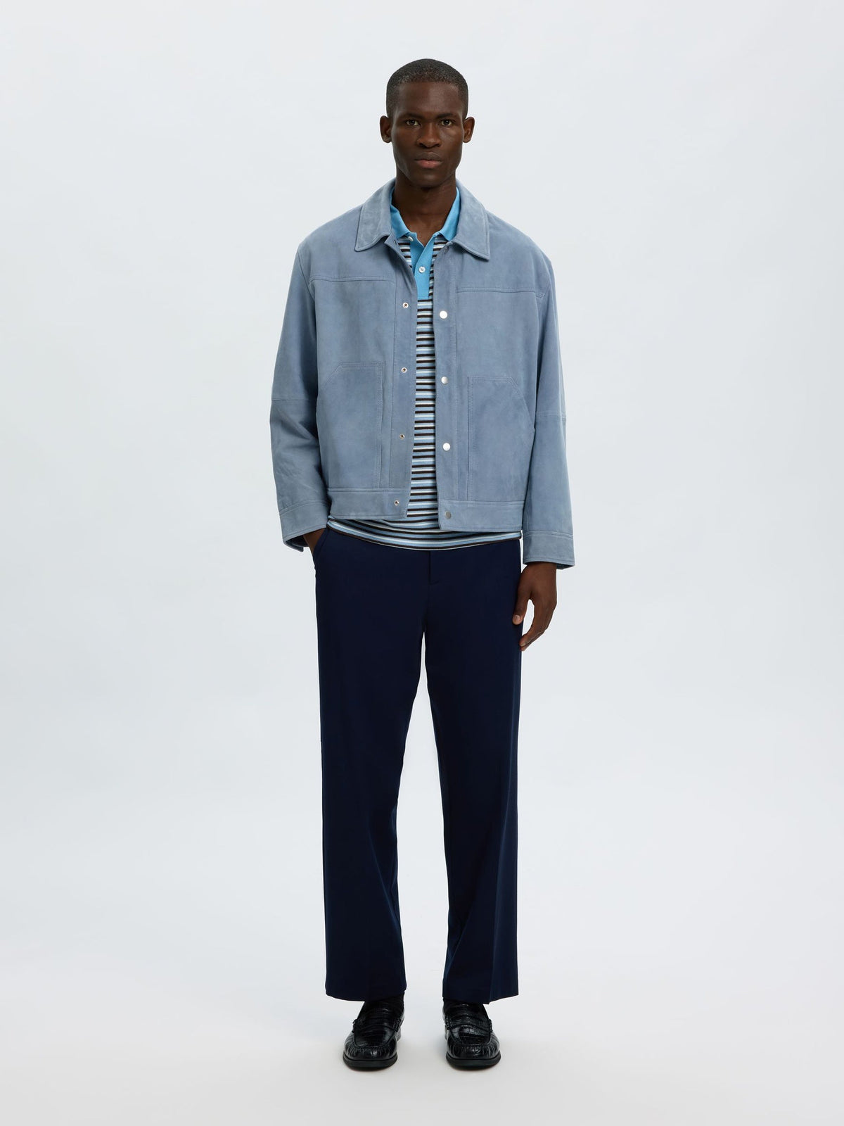 Blue 100% Suede Jacket