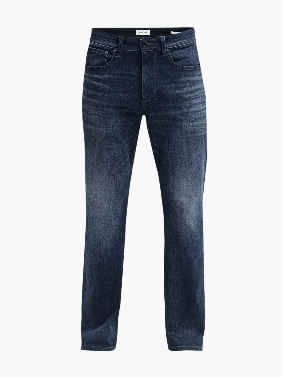 Dark Blue Washed Straight Fit Jeans