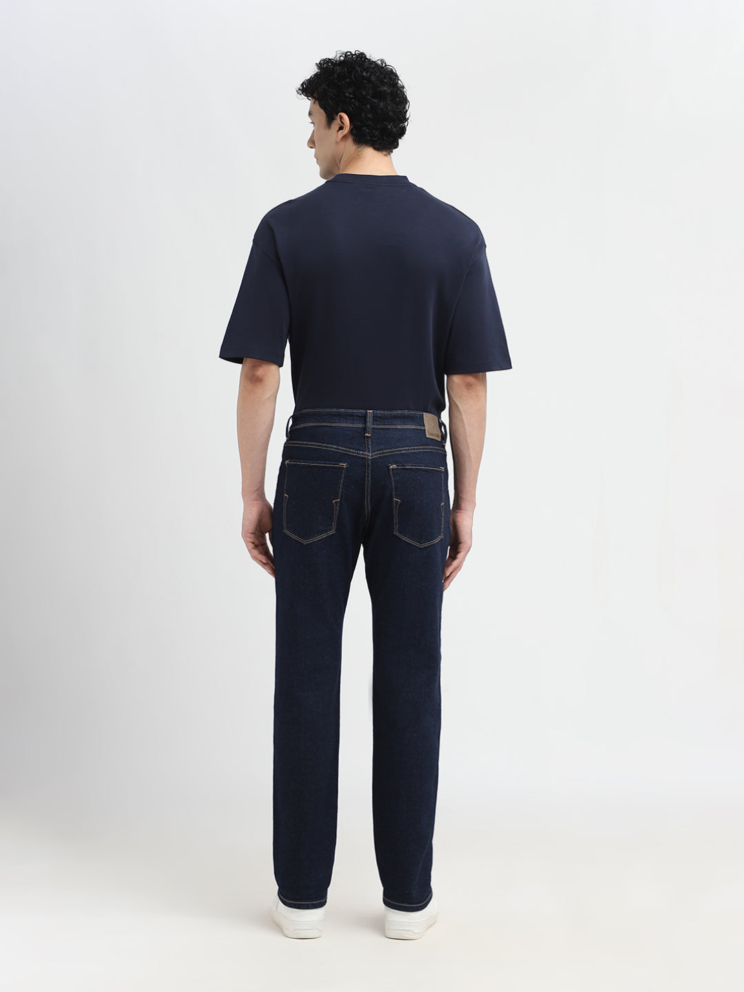 Blue Mid Rise Straight Fit Jeans
