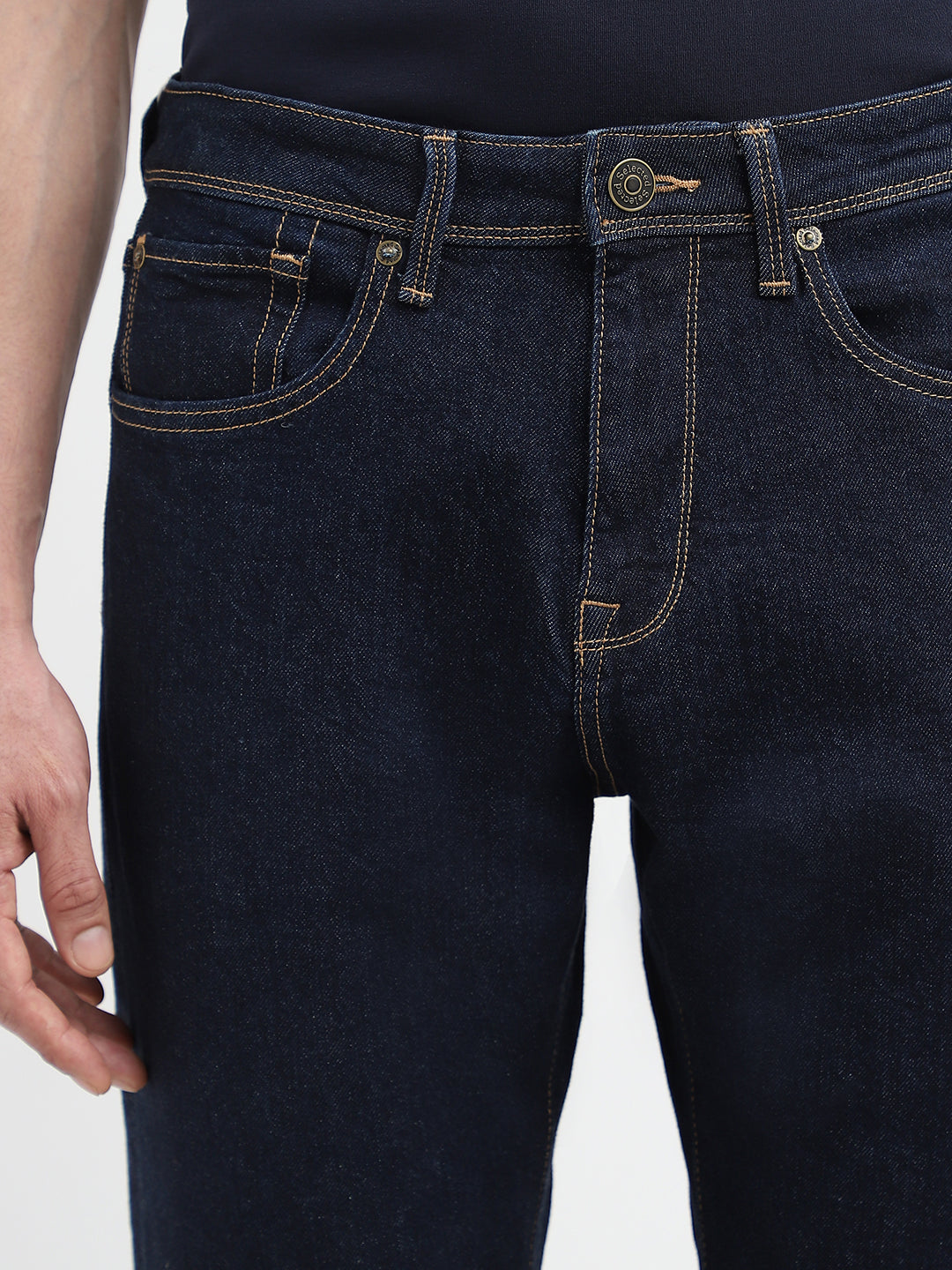 Blue Mid Rise Straight Fit Jeans