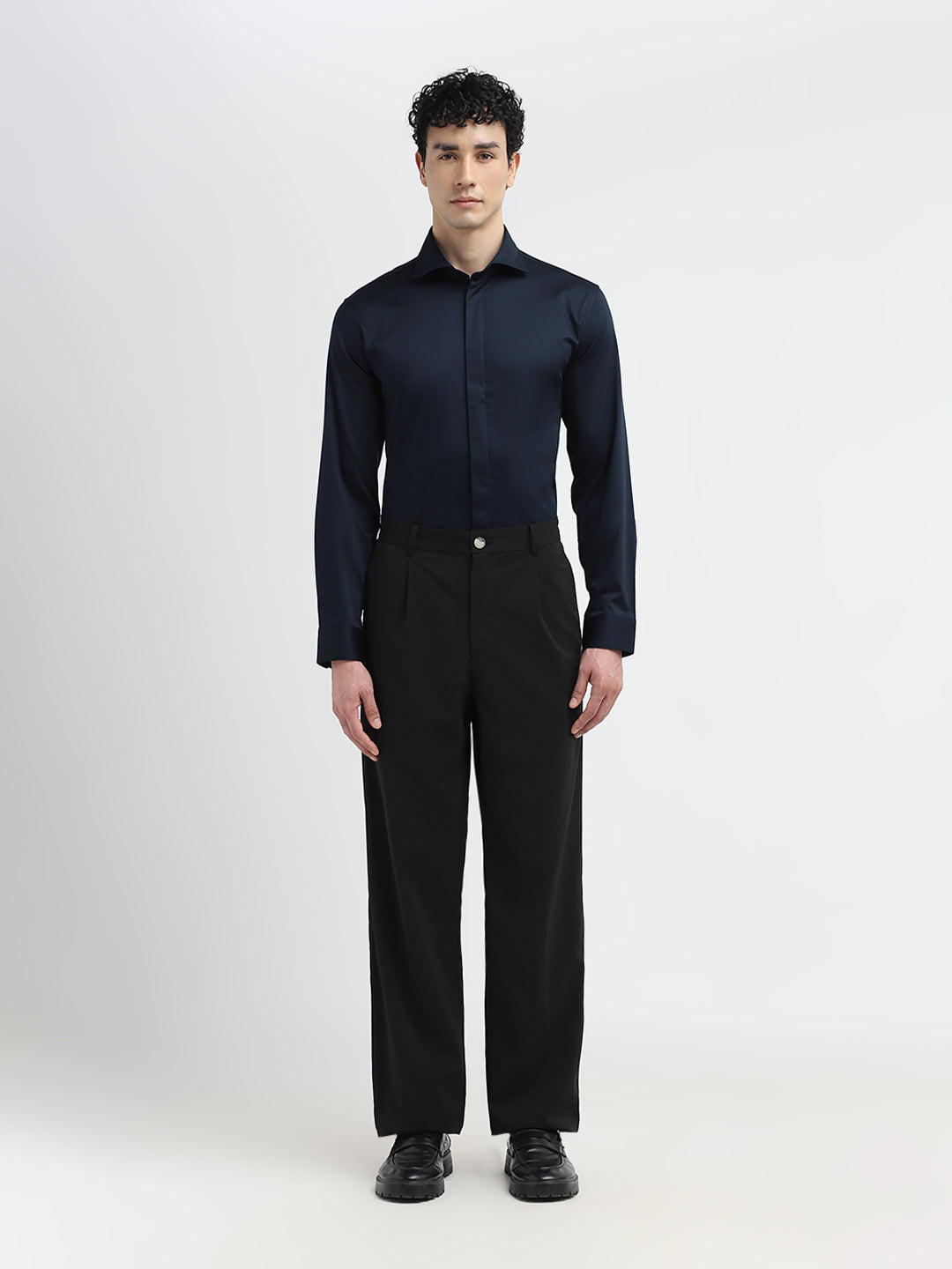 Dark Blue Satin Shirt