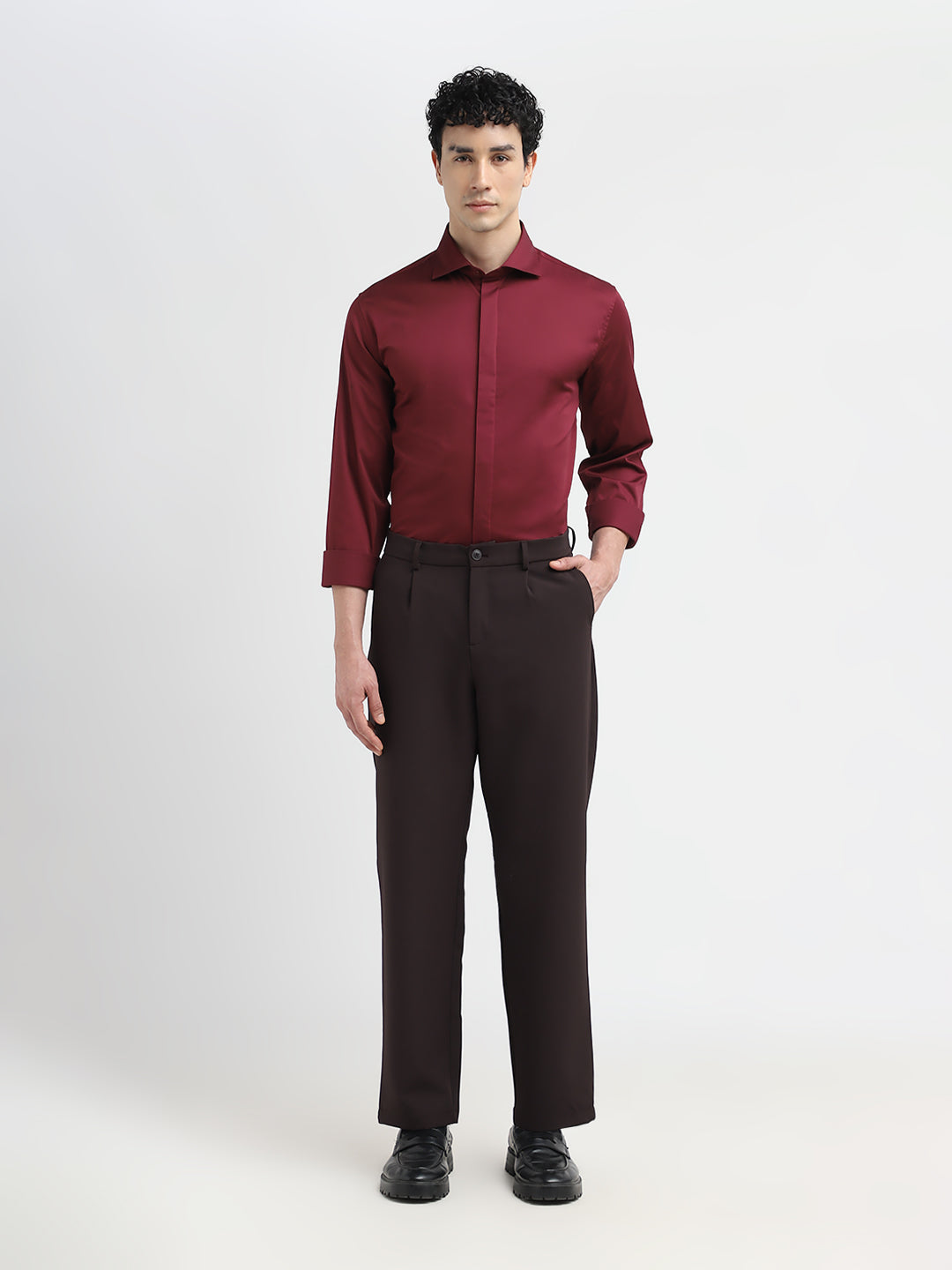 Dark Red Satin Shirt