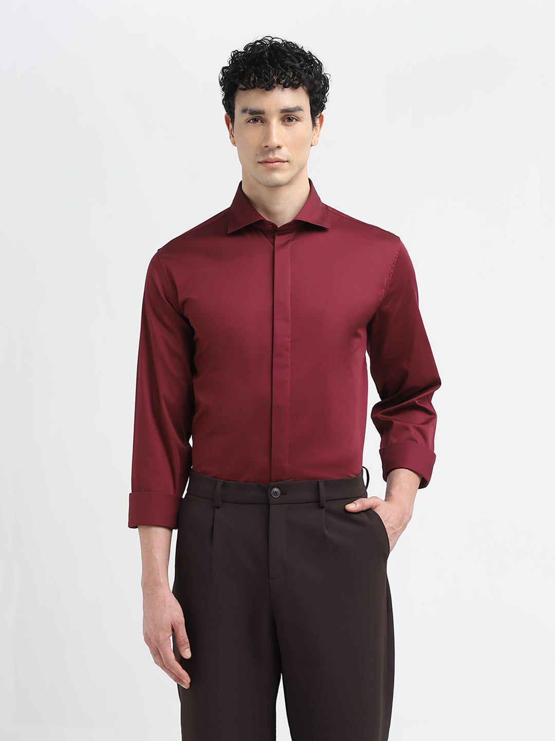 Dark Red Satin Shirt