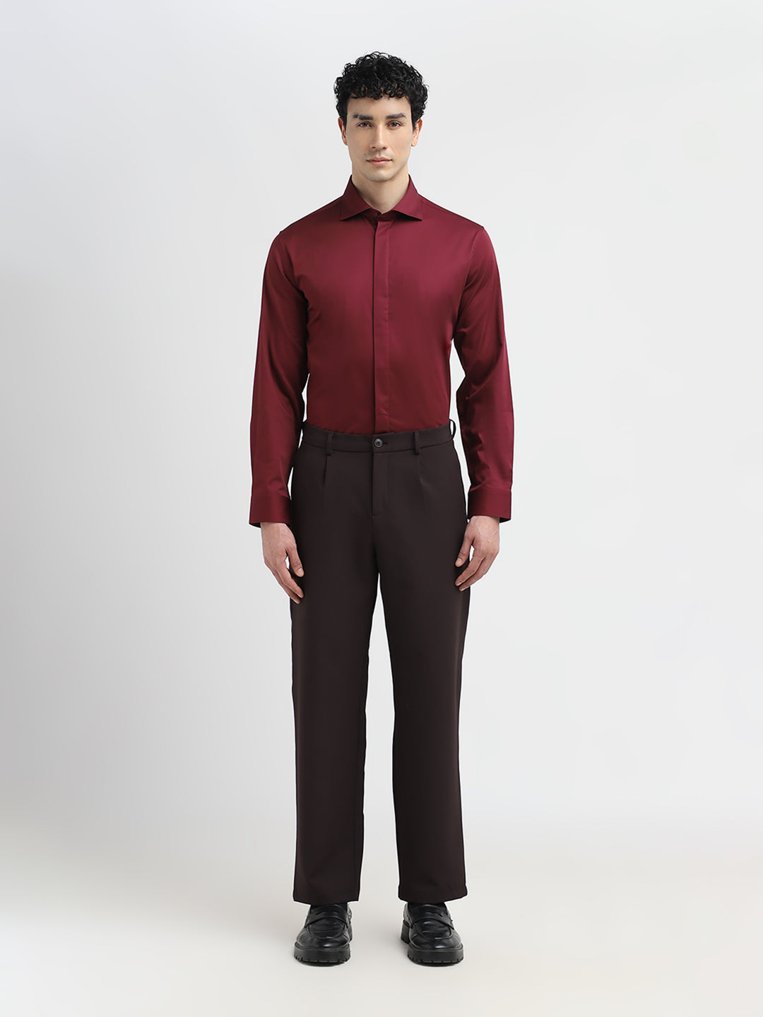 Dark Red Satin Shirt