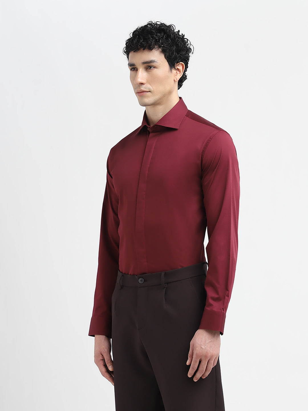 Dark Red Satin Shirt