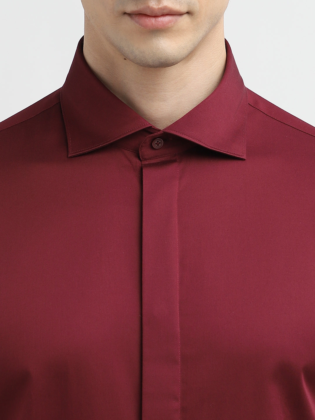 Dark Red Satin Shirt