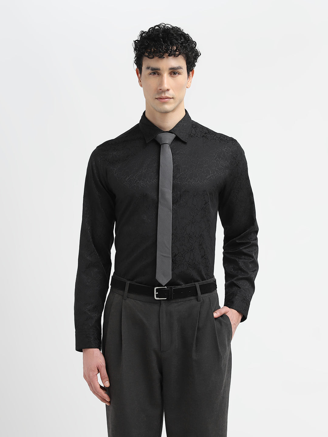 Black Textured Shirt