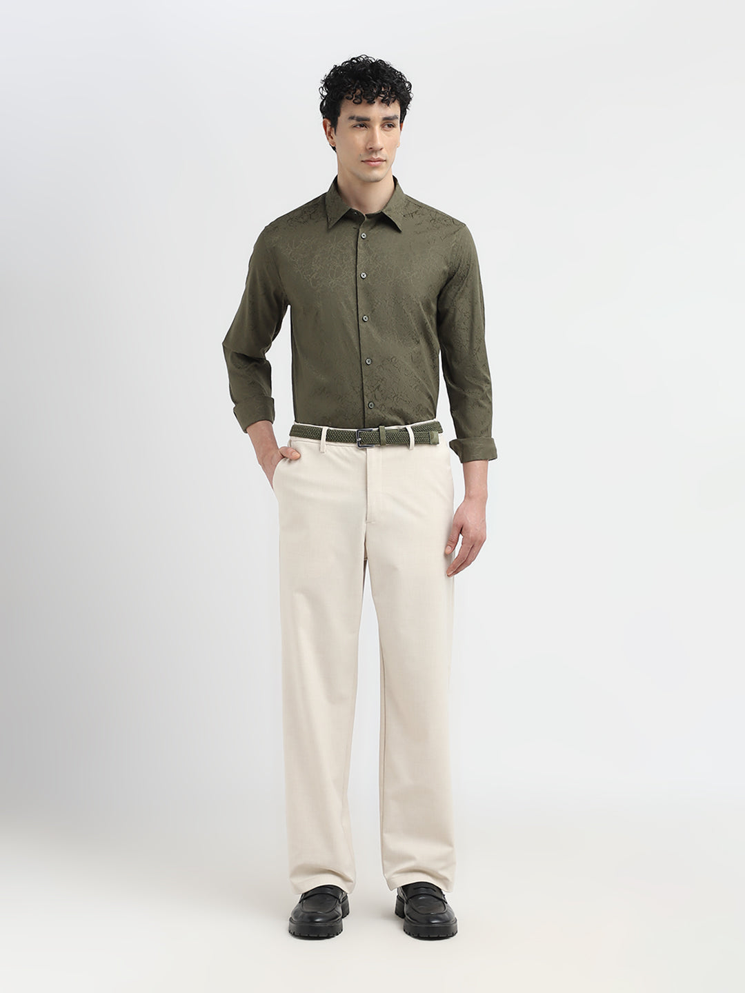 Green Textured Shirt