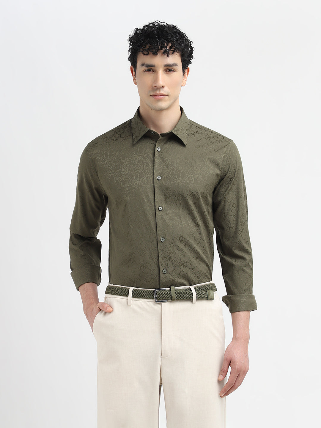 Green Textured Shirt