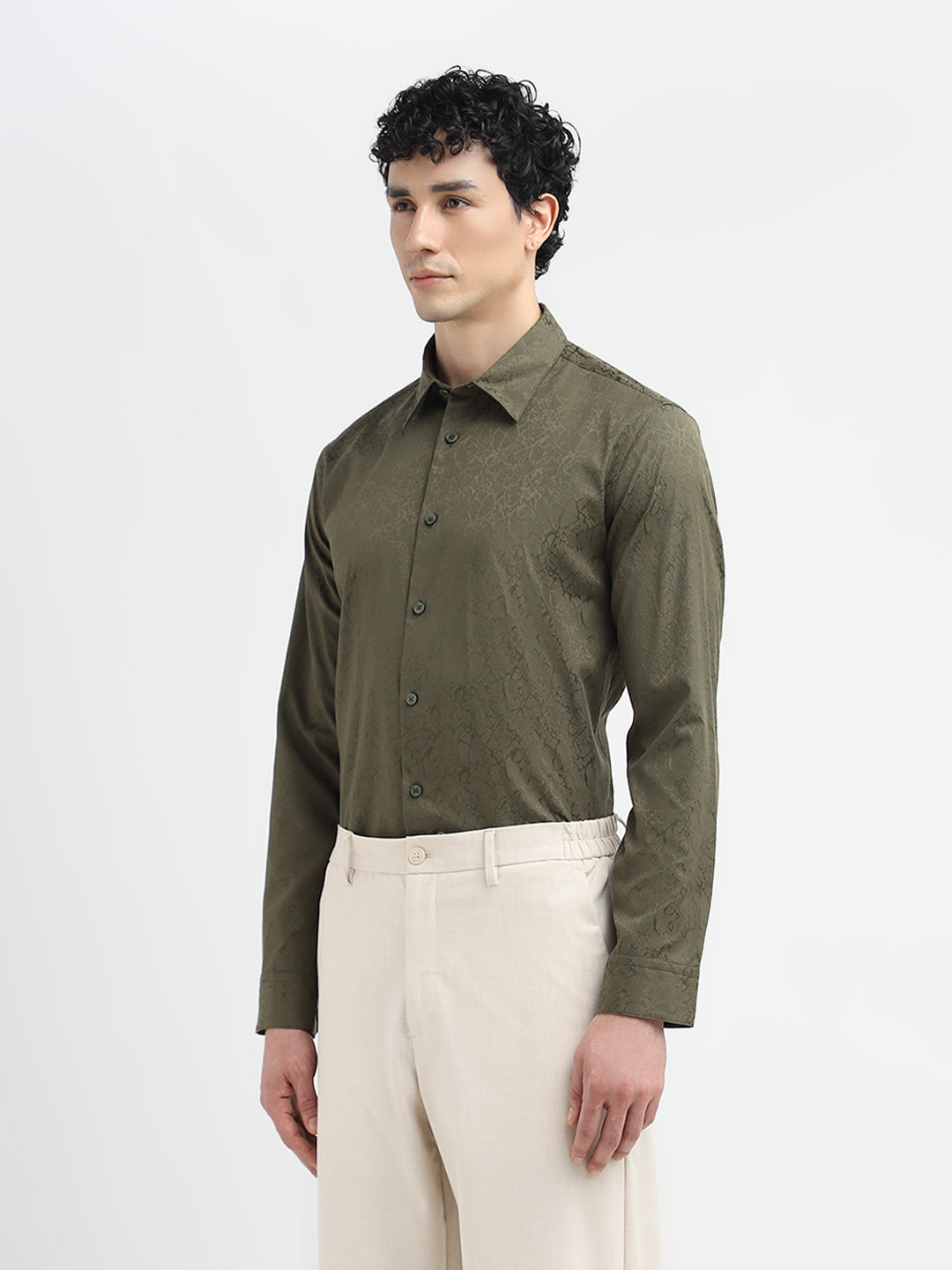 Green Textured Shirt