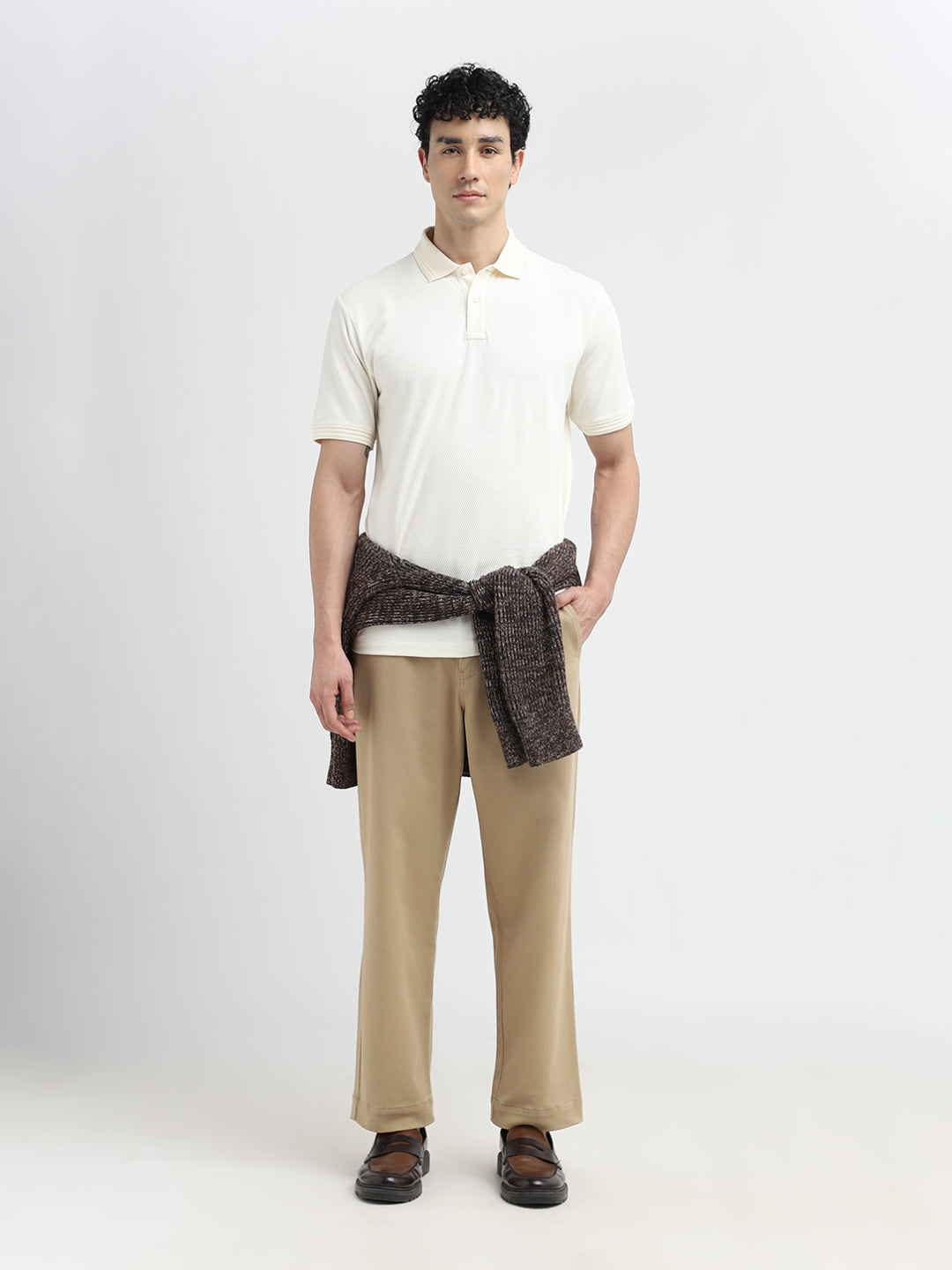 Off-White Textured Polo