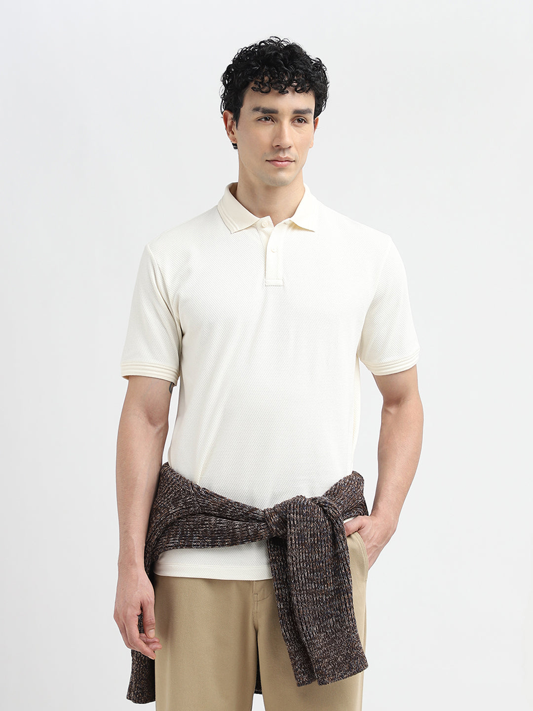 Off-White Textured Polo