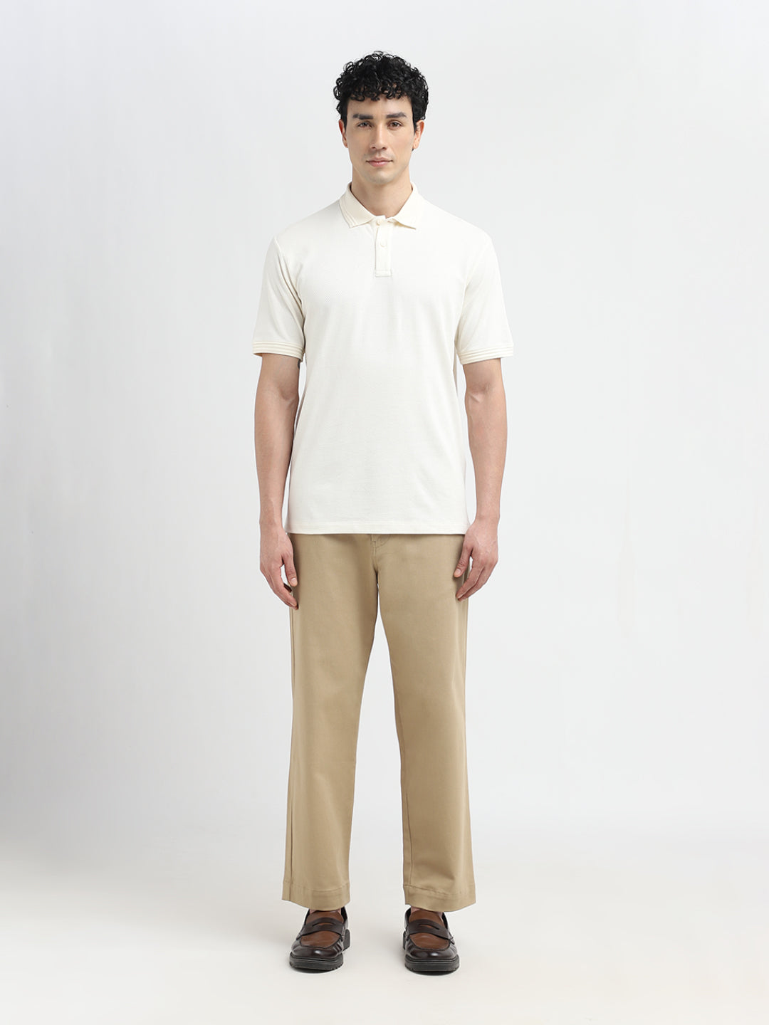 Off-White Textured Polo