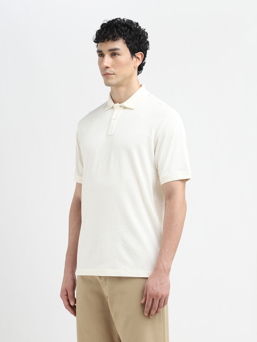Off-White Textured Polo