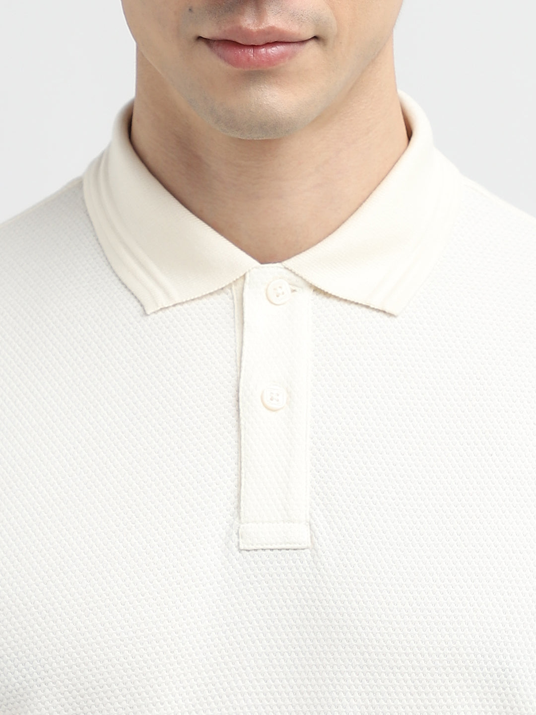 Off-White Textured Polo
