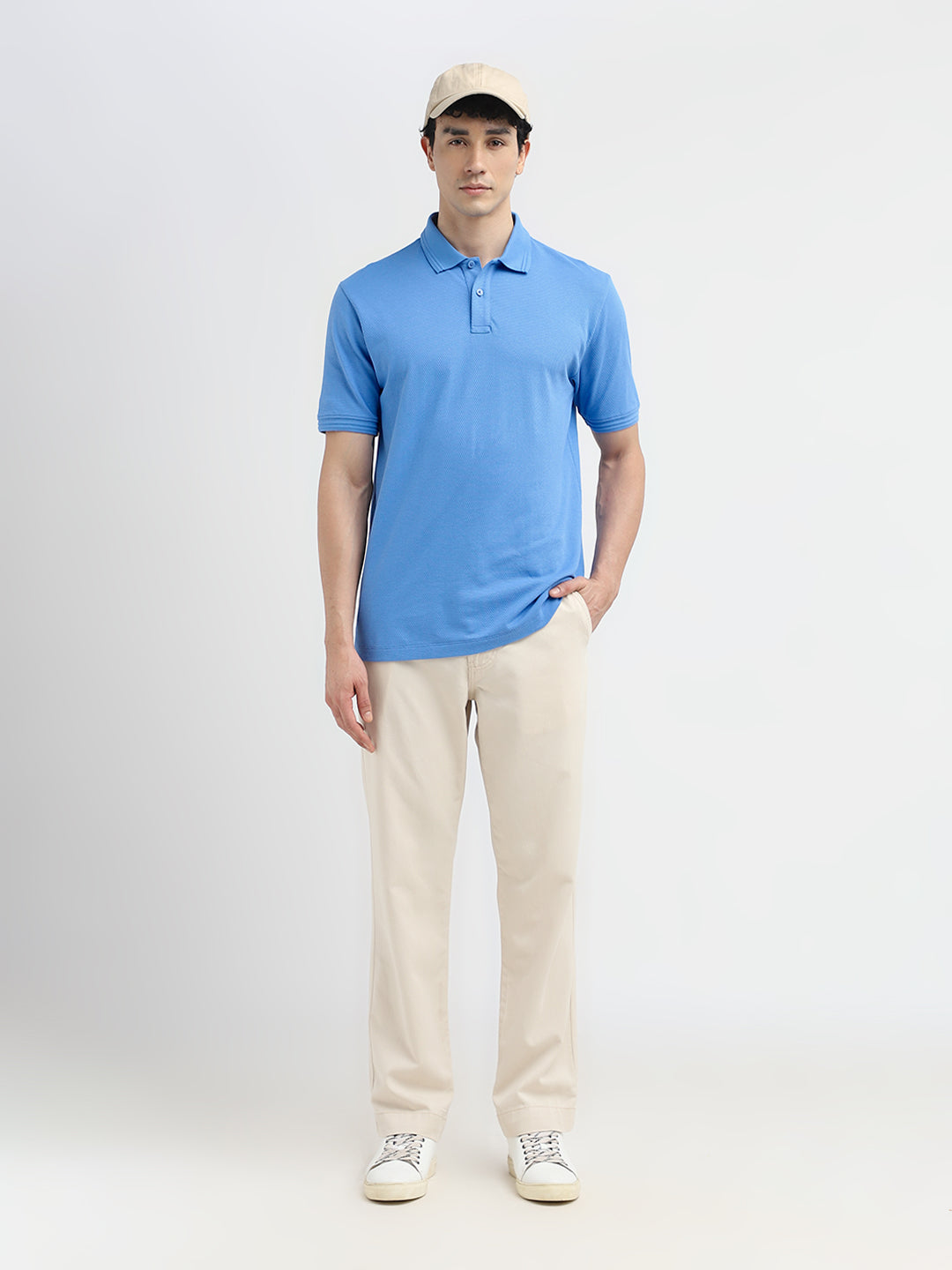 Blue Textured Polo