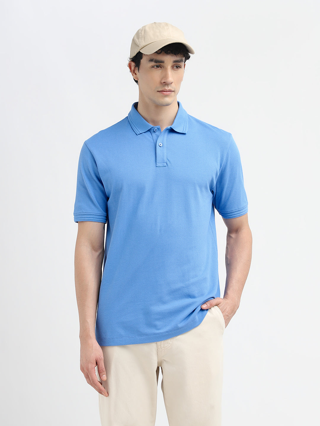 Blue Textured Polo