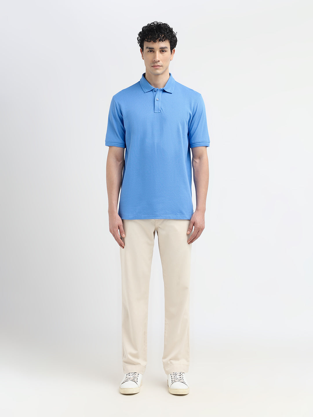 Blue Textured Polo