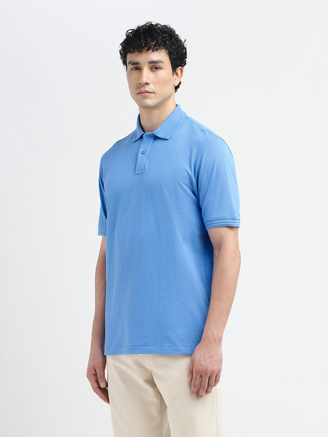 Blue Textured Polo