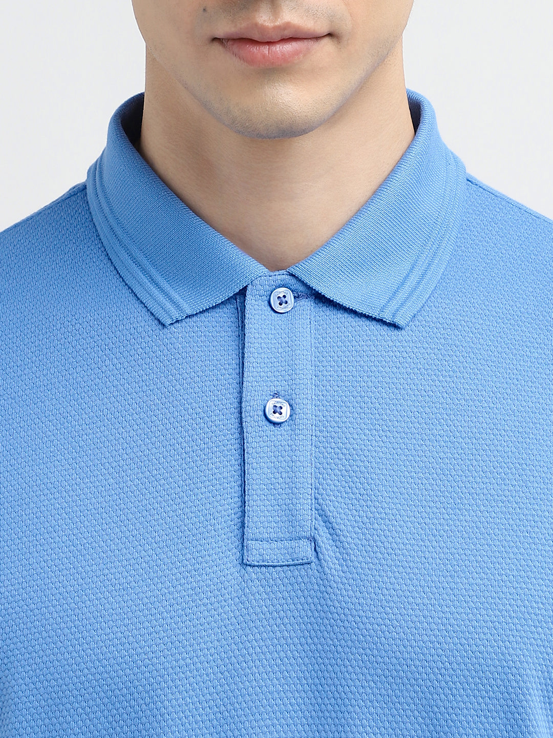 Blue Textured Polo