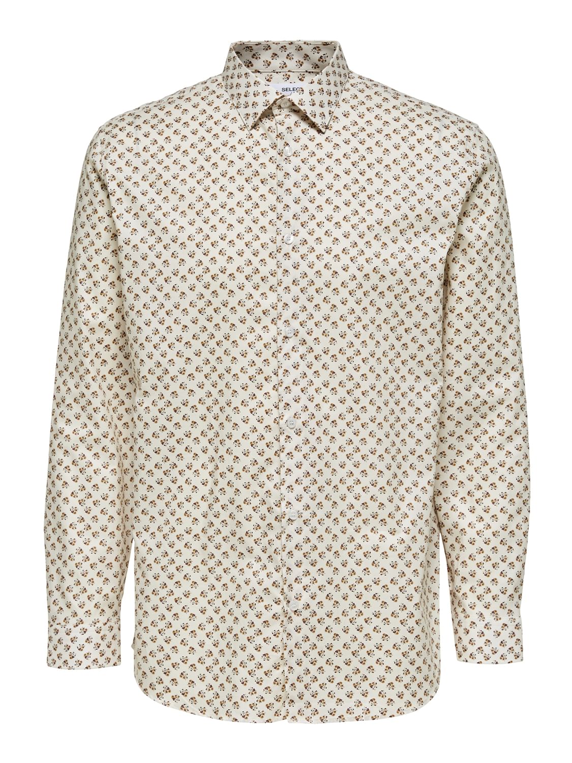 White Floral Printed Organic Cotton Full Sleeves Shirt