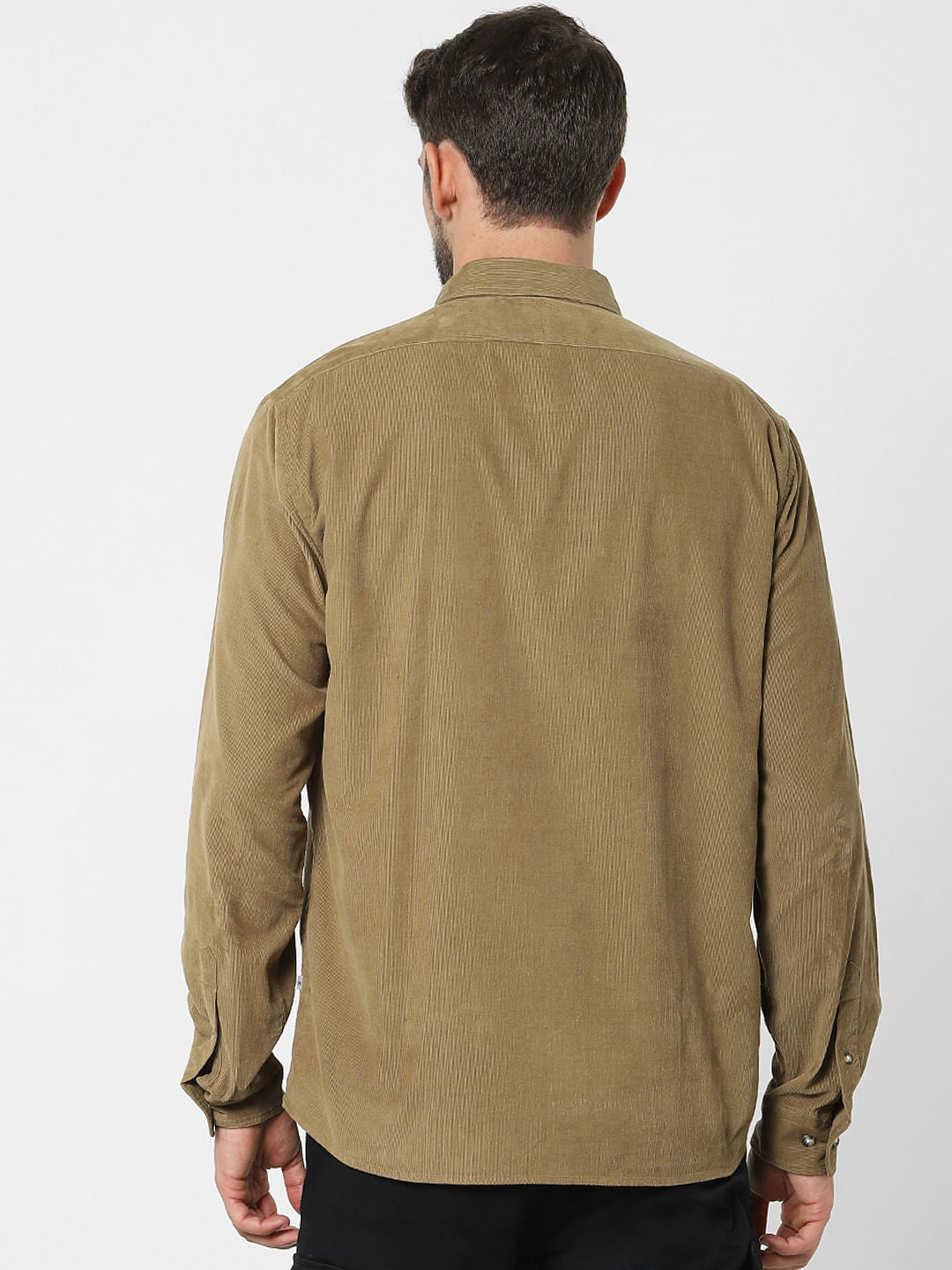 Dark Beige Corduroy Full Sleeves Shirt