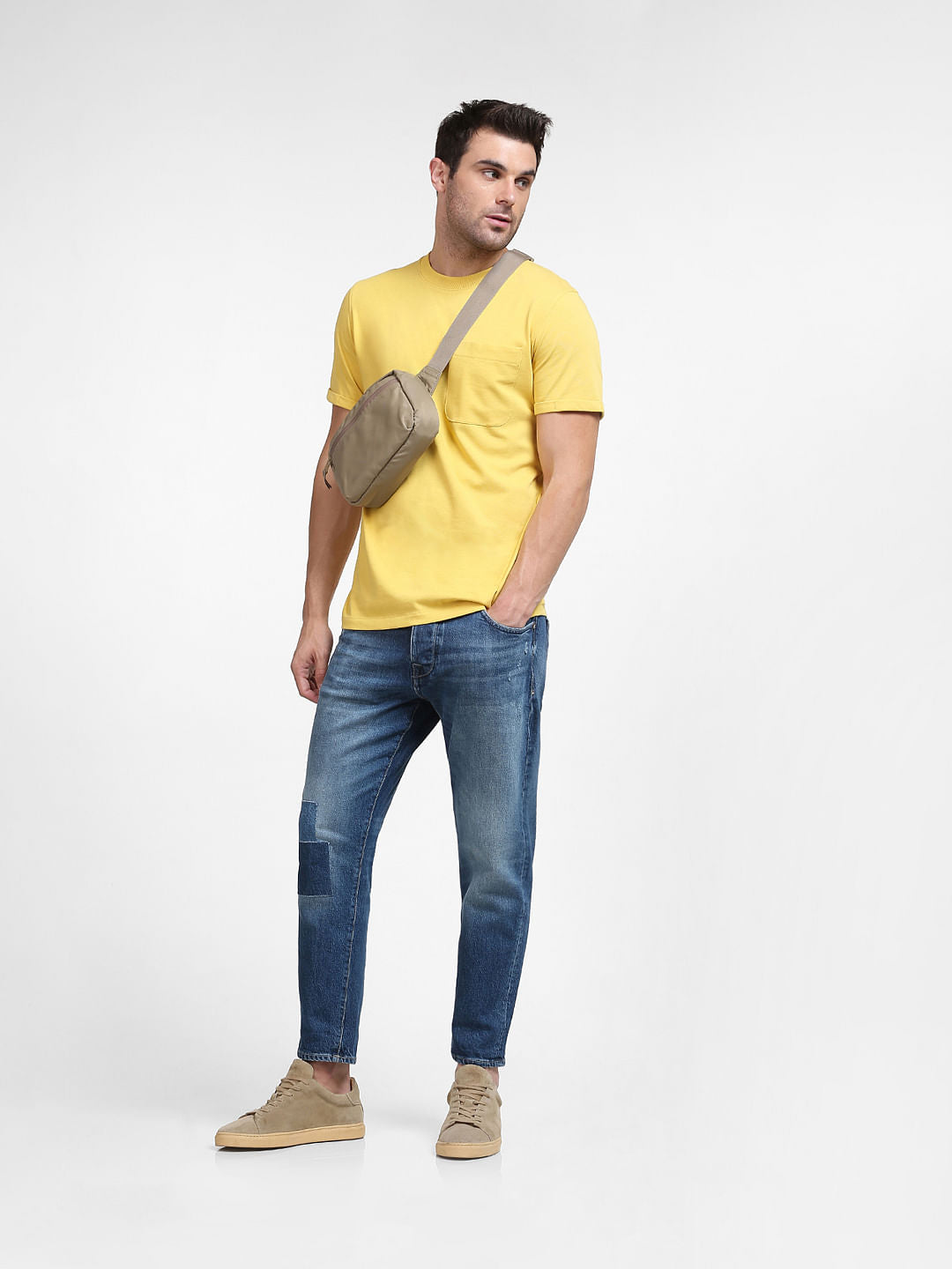 Blue Mid Rise Relaxed Jeans