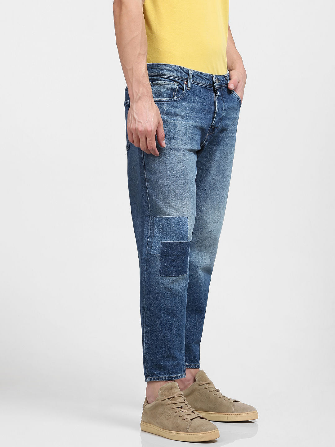Blue Mid Rise Relaxed Jeans