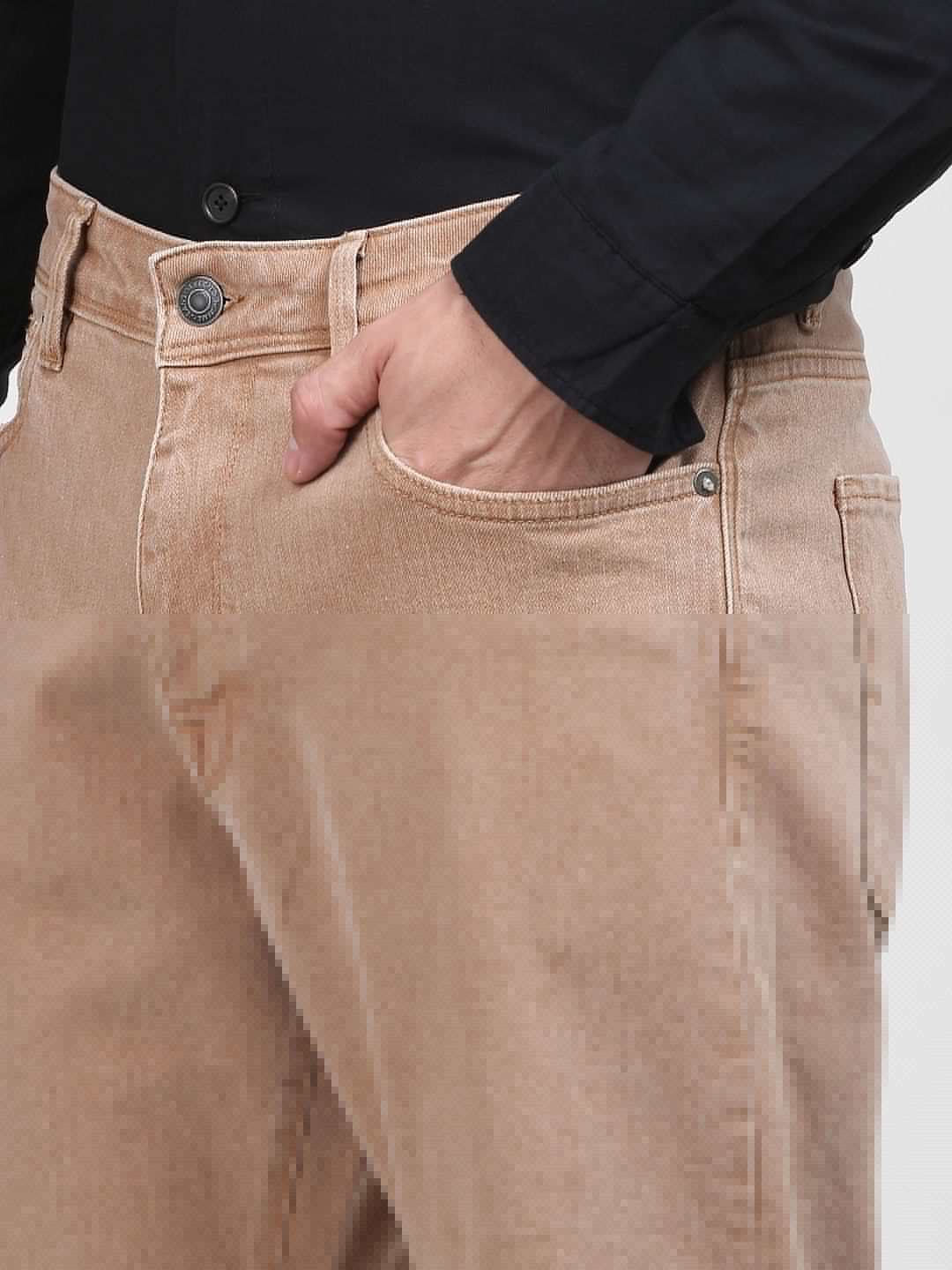 Beige Mid Rise Organic Cotton Relaxed Jeans