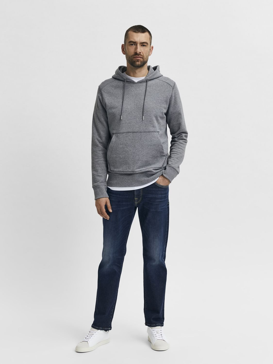 Dark Blue Mid Rise Organic Cotton Straight Fit Jeans