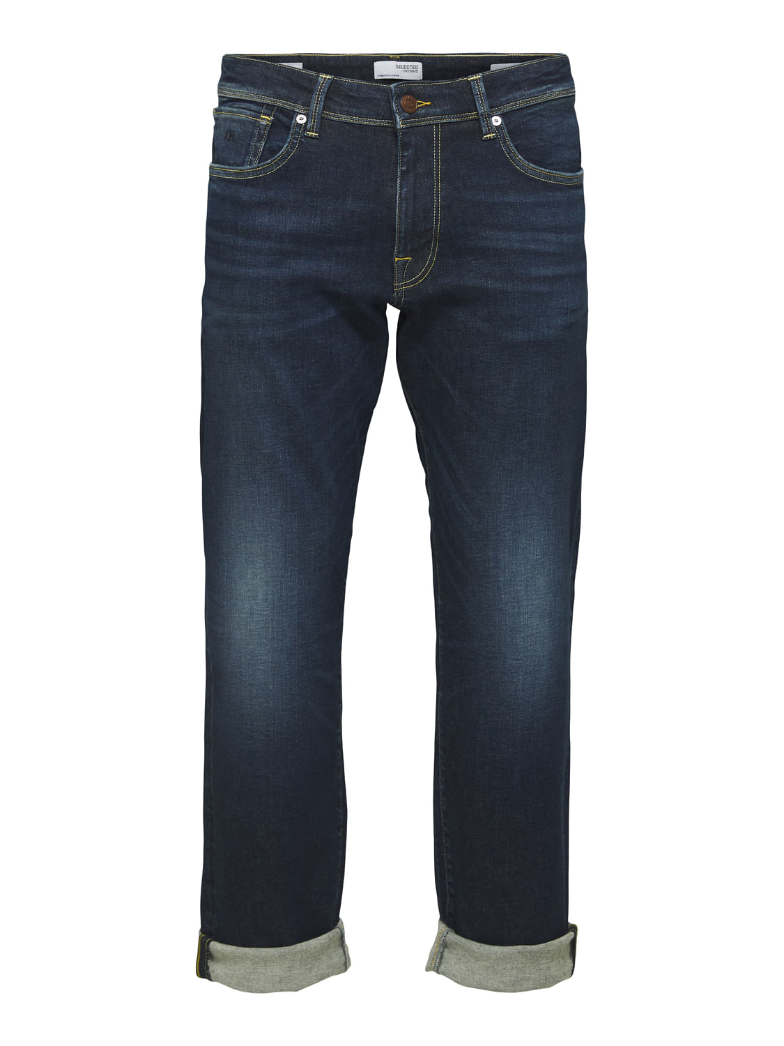 Dark Blue Mid Rise Organic Cotton Straight Fit Jeans