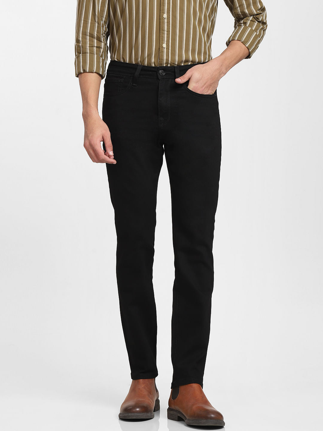 Black Mid Rise Scott Straight Fit