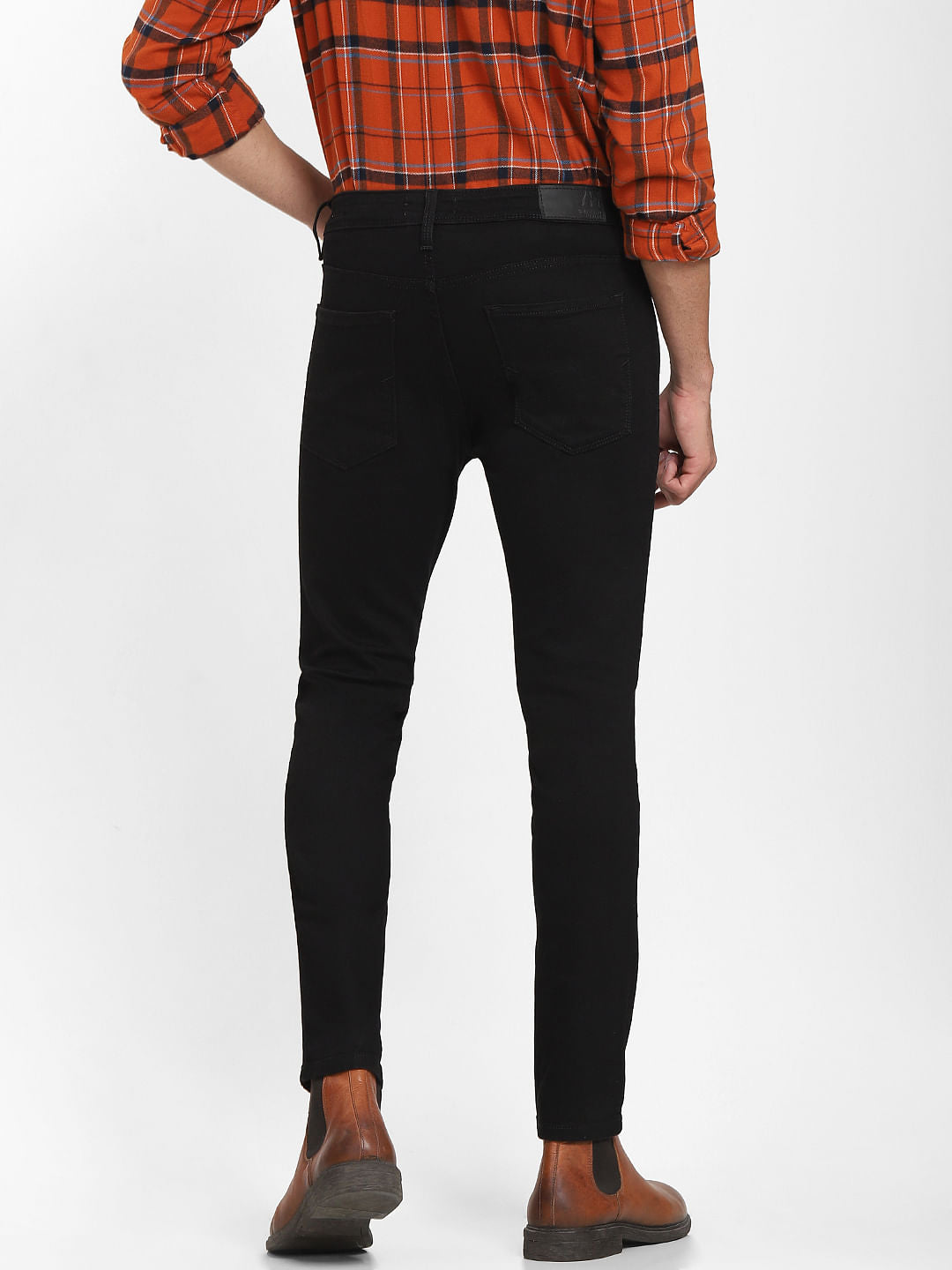 Black Mid Rise Leon Slim Fit Jeans