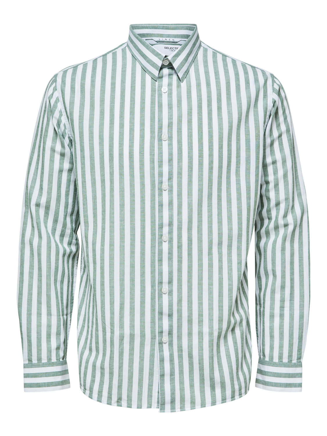 Green Striped Full Sleeves Shirt