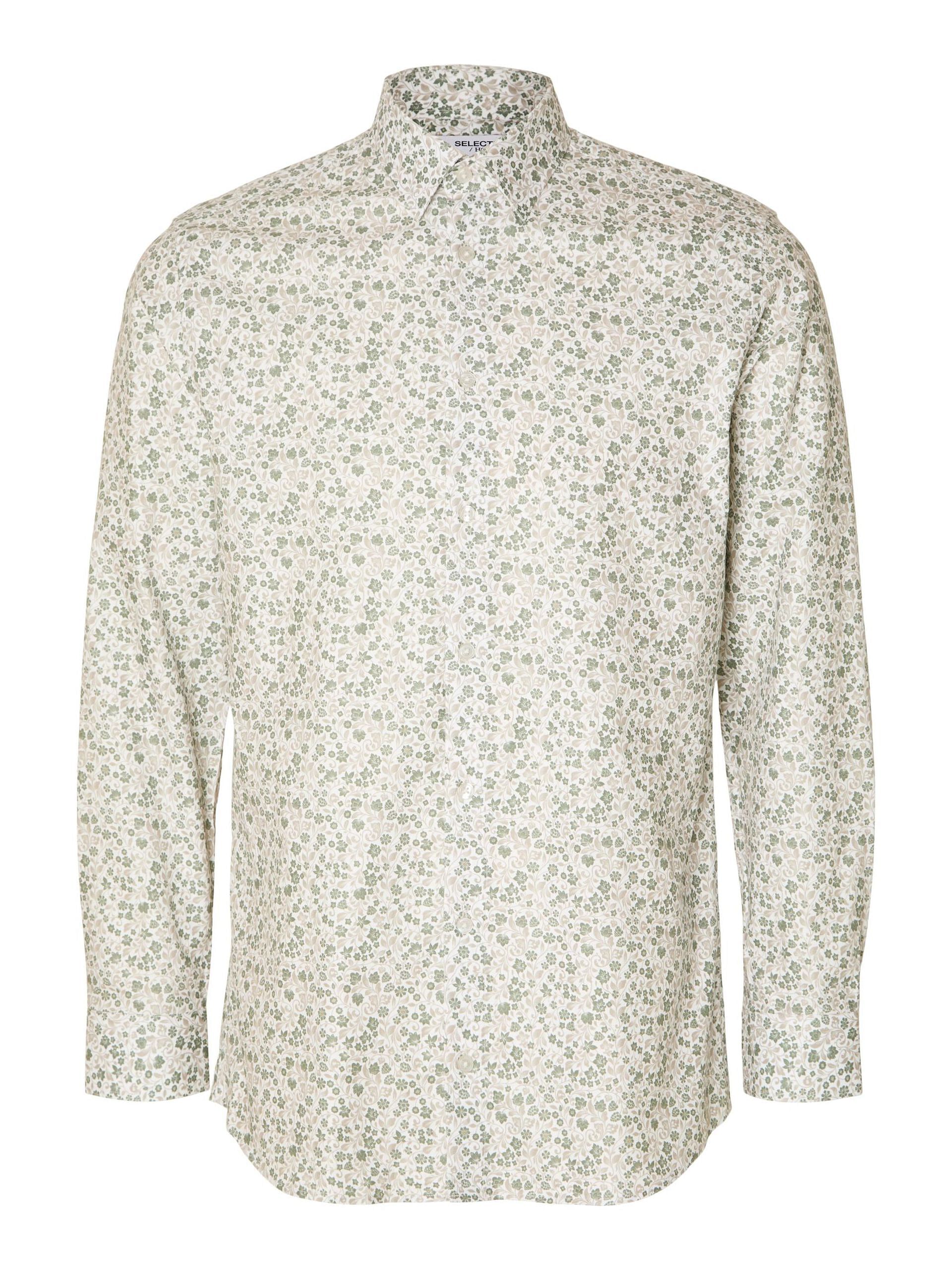 White Floral Full Sleeves Shirt