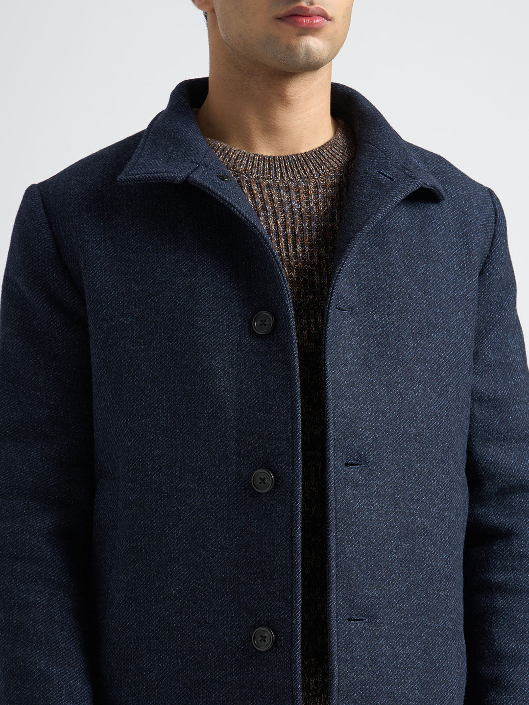 Dark Blue Wool Blend Jacket