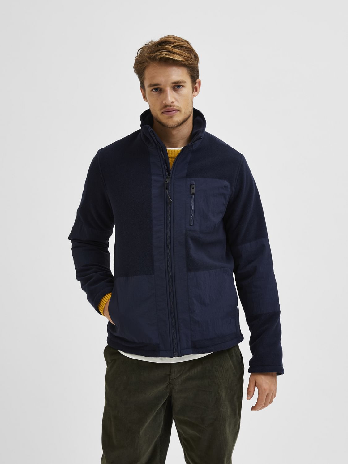 Navy Blue Zip Up Fleece Jacket