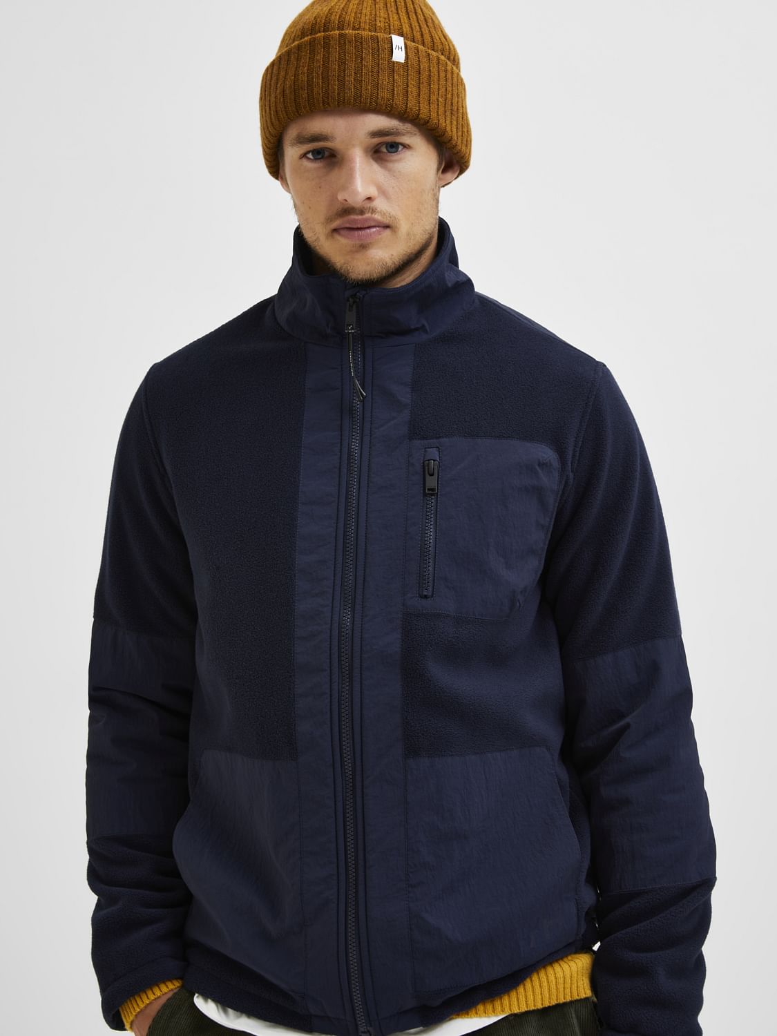 Navy Blue Zip Up Fleece Jacket