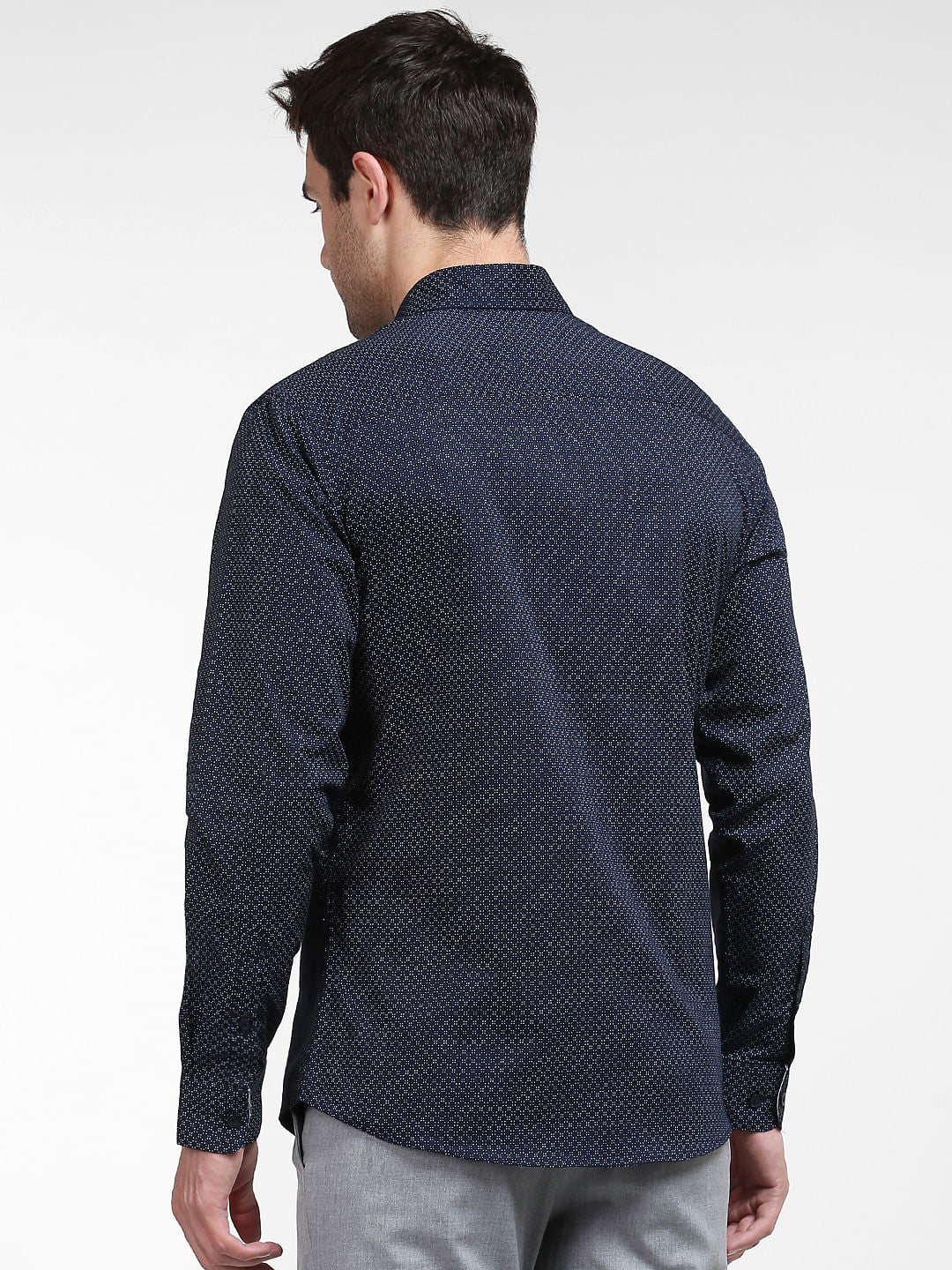 Blue Printed Full Sleeves Shirt