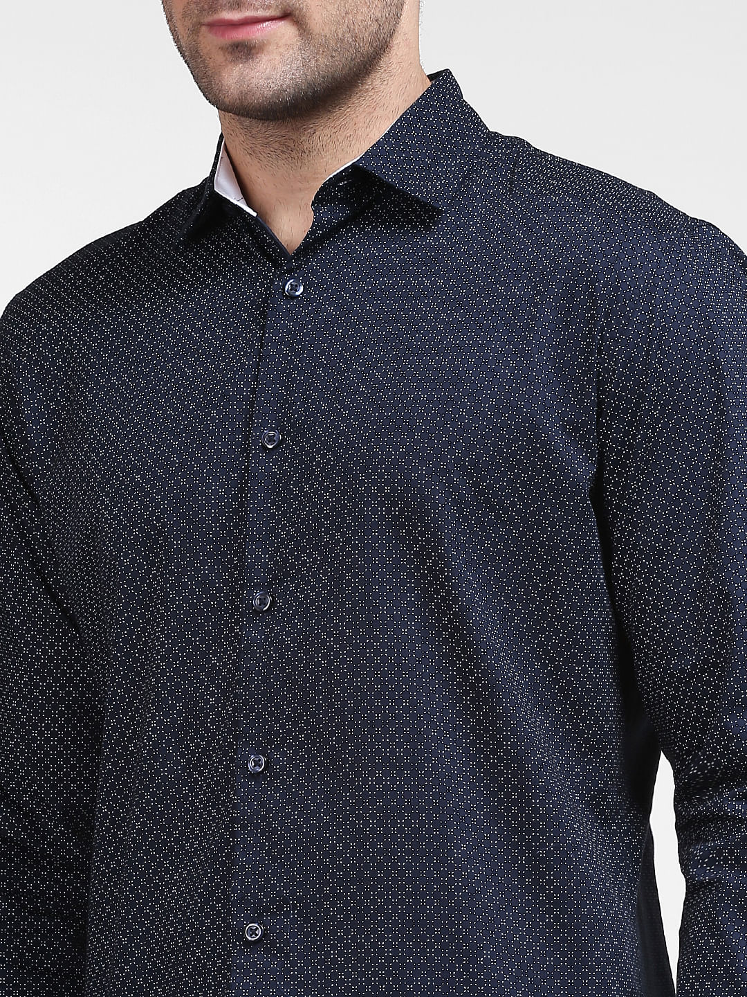 Blue Printed Full Sleeves Shirt