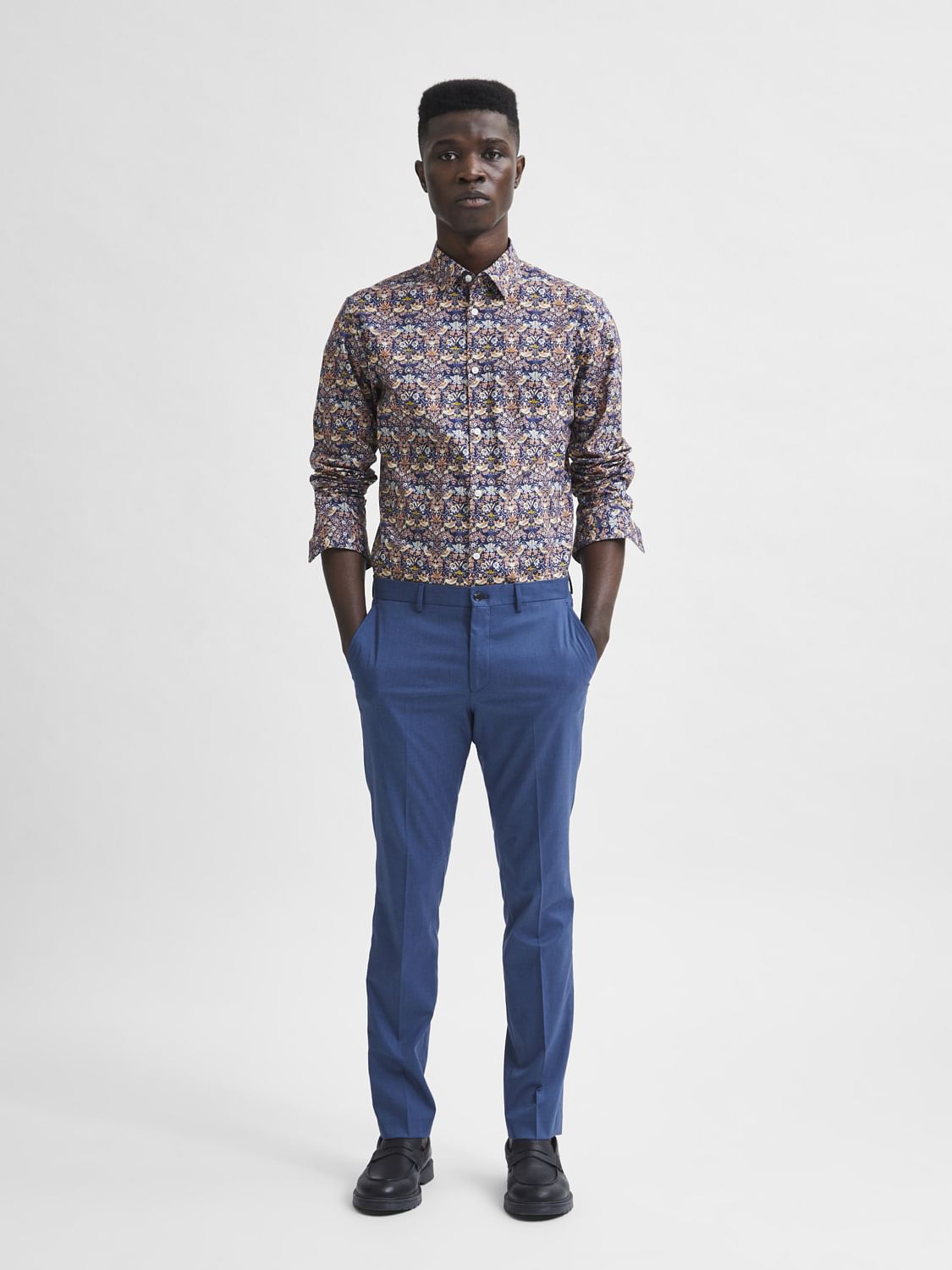 Blue Slim Fit Suit Trousers