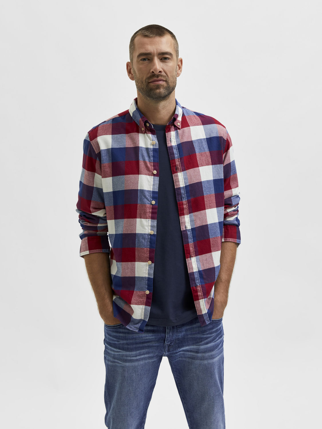 Red Flannel Checked Full Sleeves Shirt
