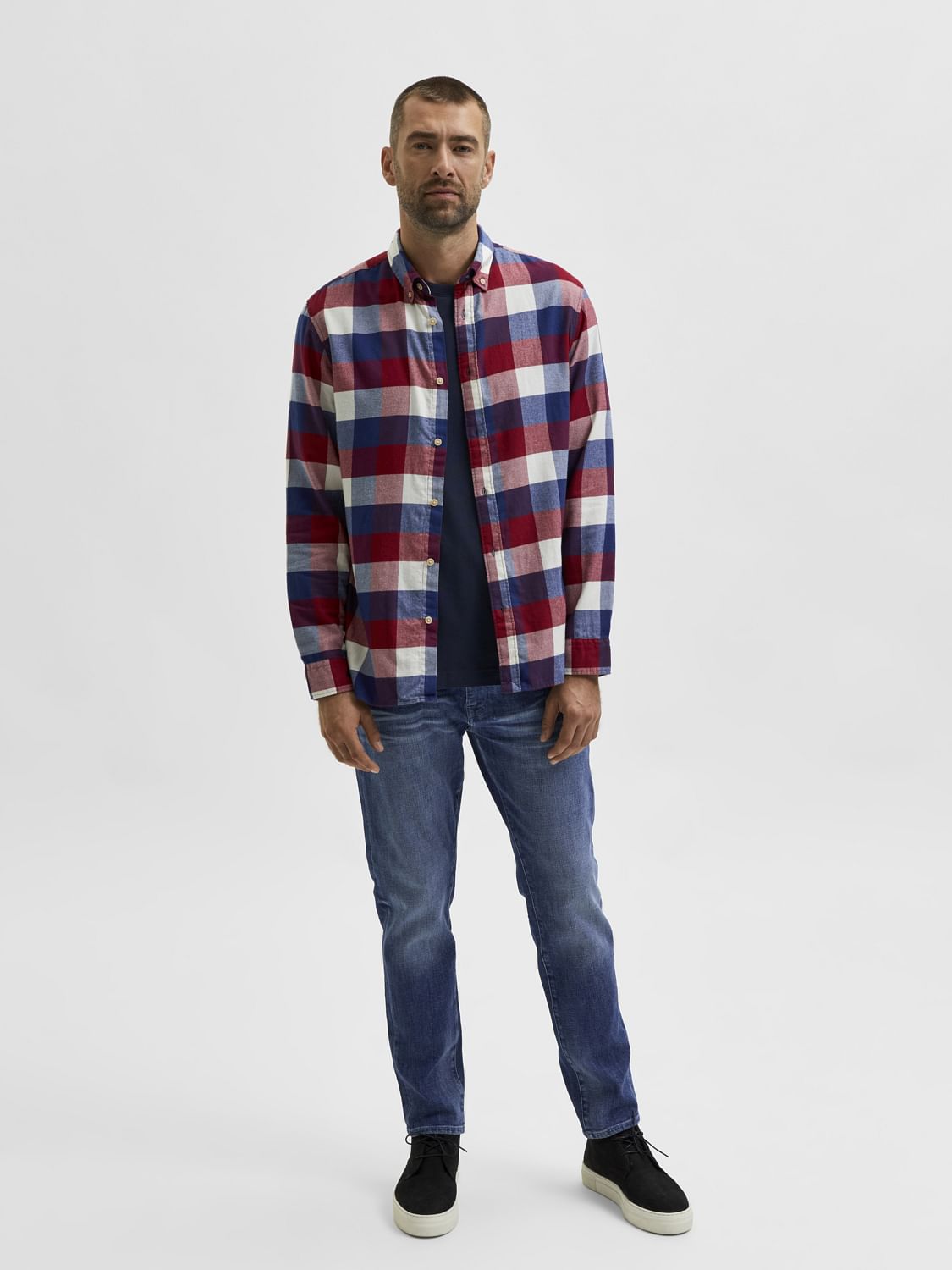 Red Flannel Checked Full Sleeves Shirt