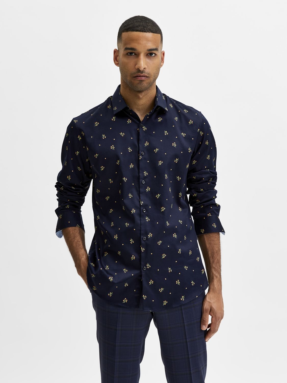 Blue Floral Full Sleevess Shirt