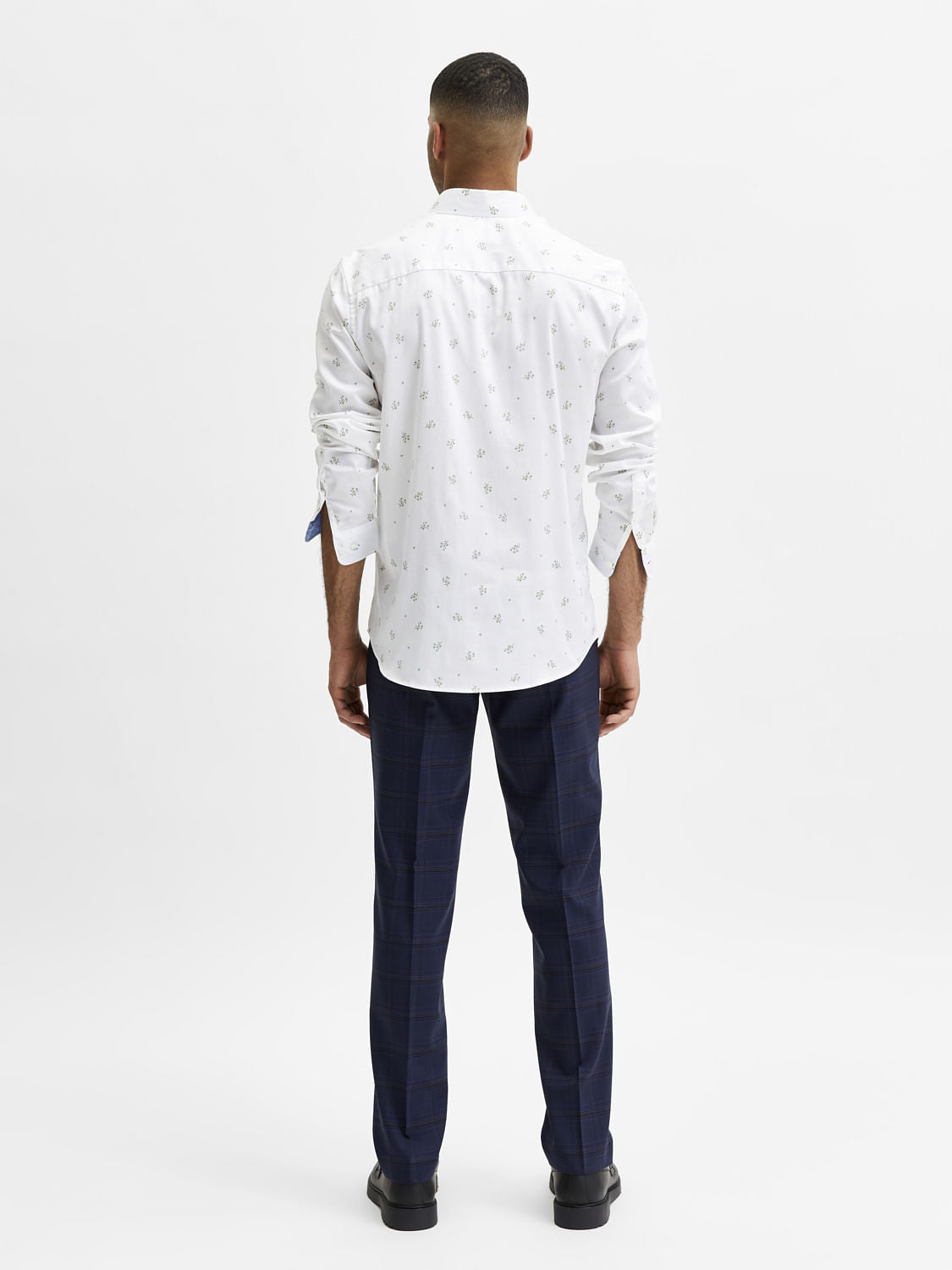 White Floral Full Sleevess Shirt