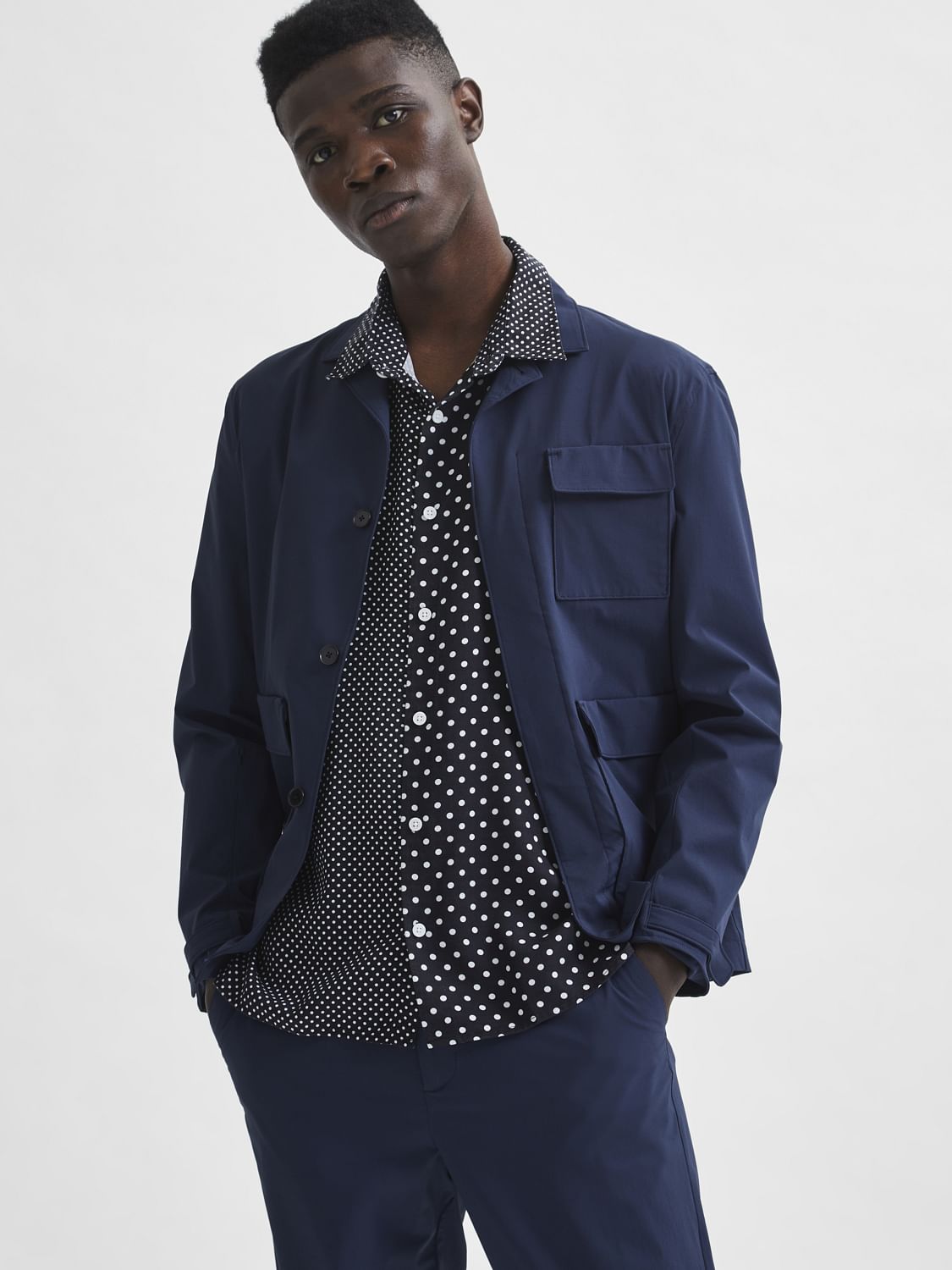 Black Dotted Half Sleeves Shirt