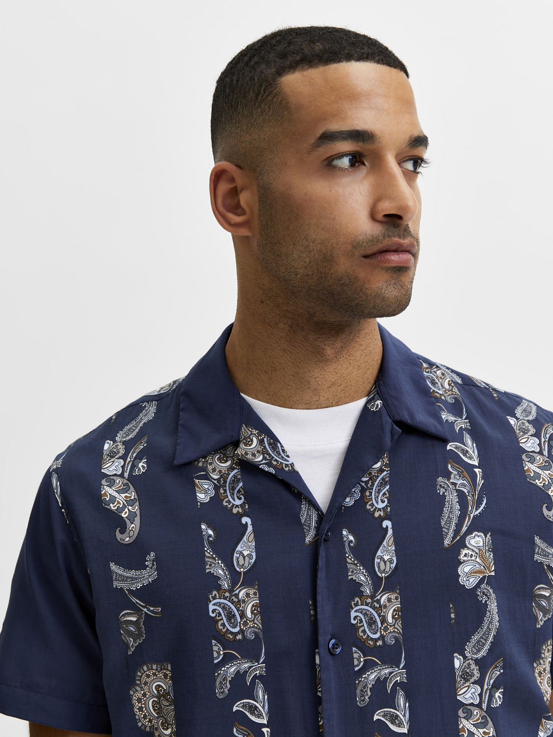 Blue Paisley Print Half Sleeves Shirt